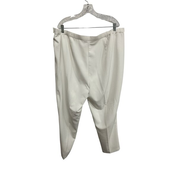 TanJay Straight Leg Ankle Pants Solid White Sz 24W Elastic Waist Minimalist NWT - Picture 2 of 9